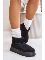 Nízké dámské sněhule na platformě zateplené kožíškem černé Saldren Nízké dámské sněhule na platformě zateplené kožíškem černé Saldren