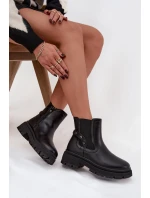 Kozačky kozačky na zip s dekorativními detaily zateplené černé Verisse