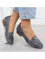 Dámská prolamovaná obuv na nízkém podpatku modrá M.Daszynski SA222-3