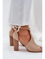 Sandály Na Podpatku Z Eko Semiše Béžové Lanadriena Sandály Na Podpatku Z Eko Semiše Béžové Lanadriena