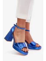 Laky Dámské Sandály Na Podpatku Modré Marila