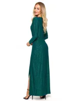 M719 Maxi šaty s dlouhými rukávy - smaragdové M719 Maxi šaty s dlouhými rukávy - smaragdové