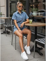 Dámský krátký džínový overal se šňůrkou v pase FashionStreet EY2639