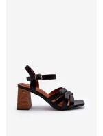 Dámské sandály na podpatku černé Opifiana Dámské sandály na podpatku černé Opifiana