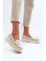 Dámské Semišové Mokasíny Světle Béžové Filidia