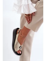 Kožené Dámské Sandály Na Klínu A Platformě S.Barski KV51-020 Zlaté