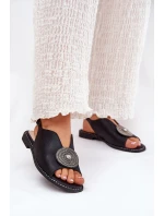 Lesklé Dámské Sandály S Ozdobným Detalem S.Barski KV51-012 Černé