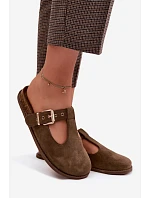 Dámské pantofle Mule z imitace semiše tmavě zelené Melvia