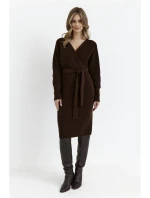 M810 Svetrové šaty s výstřihem do V - hnědé M810 Svetrové šaty s výstřihem do V - hnědé