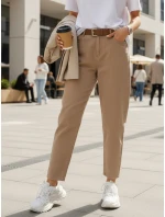 Dámské džíny s páskem mom fit béžové FashionStreet UY2880