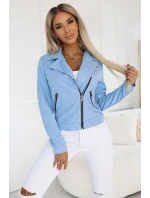 481-3 Semišová RAMONESKA s dlouhými rukávy a zipy - MODRÁ