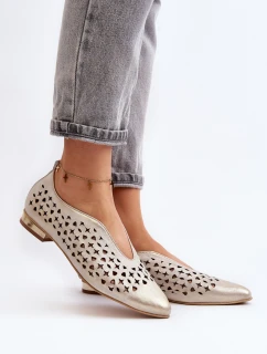 Zazoo 2883 Prodyšné balerínky z přírodní kůže Zlaté