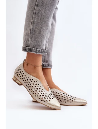 Zazoo 2883 Prodyšné balerínky z přírodní kůže Zlaté