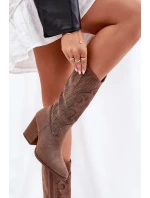 Prodyšné Cowboy Boty Na Podpatku S.Barski HY51-606 Hnědé