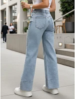 Dámské široké džíny s vysokým pasem modré FashionStreet UY2973