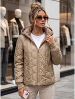 Dámská přechodová bunda s odnímatelnou kapucí, barva kamelová, FashionStreet TY5780 Dámská přechodová bunda s odnímatelnou kapucí, barva kamelová, FashionStreet TY5780