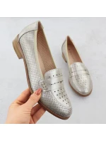 Dámské polobotky lords ažurové metalické zlaté Potocki 12581