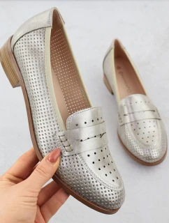 Dámské polobotky lords ažurové metalické zlaté Potocki 12581