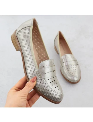 Dámské polobotky lords ažurové metalické zlaté Potocki 12581