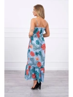 Šaty s motivem listů v modré barvě Šaty s motivem listů v modré barvě
