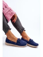 Dámské mokasíny s mašlí tmavě modré Reece