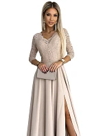 Dámské krajkové šaty 309-10 AMBER béžové - Numoco