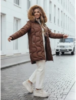 Dámská zimní bunda VIRELIA prošívaná s kapucí hnědá FashionStreet TY4936
