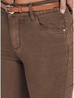 Dámské úzké kalhoty s páskem VIVASKIN hnědé FashionStreet UY2745