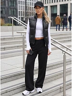 Krátká dámská vesta z ekologické kůže, černá, FashionStreet TY5733