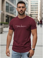 Pánské bavlněné tričko s nápisem „Project London“ v bordó barvě, FashionStreet NX5127R Pánské bavlněné tričko s nápisem „Project London“ v bordó barvě, FashionStreet NX5127R