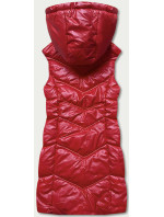 Lesklá červená vesta s kapucí (B8025-4)