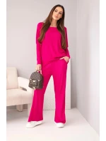 Dámský viskózový komplet s volnou blůzou a kalhotami fuchsie