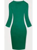 Zelené vypasované žebrované šaty s kulatým výstřihem (5131-13) Zelené vypasované žebrované šaty s kulatým výstřihem (5131-13)
