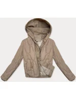 Béžová krátká zimní bunda s ozdobnou kapucí S'west (B8261-12)