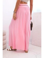 Dámské kalhoty z viskózy se širokými nohavicemi bonbónově růžová