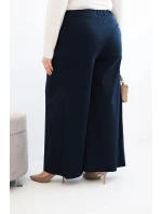 Dámské kalhoty Plus Size s širokými nohavicemi a plisováním granátové