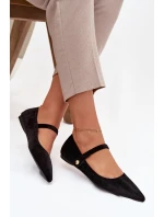 Dámské sametové baleríny s páskem a zlatým detailem Gisanne – černé