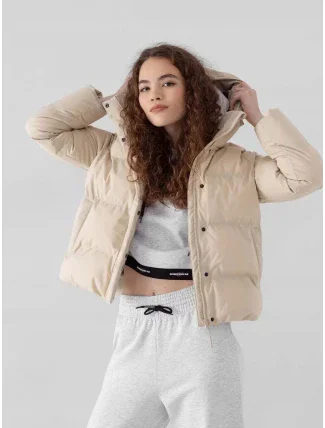 Dámská bunda D4Z21-KUDP203 béžová - 4F Dámská bunda D4Z21-KUDP203 béžová - 4F