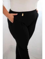 Dámské bavlněné kalhoty Plus Size s elastickým pasem černé
