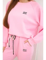 Dámská souprava máslová z viskózy s mikinou a kalhotami světle růžová