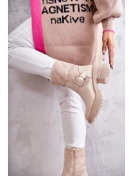 Dámské Teplé Kozačky Na Hrubém Podpatku Béžove Marinela