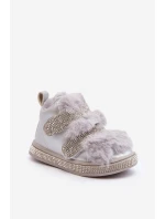 Kožené dětské zimní boty s kožíškem Stříbrné Leela Kožené dětské zimní boty s kožíškem Stříbrné Leela