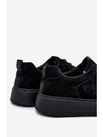 Pánské Sneakersy Na Platformě Zamszové Big Star OO174012 Černé Pánské Sneakersy Na Platformě Zamszové Big Star OO174012 Černé