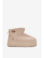 Dámské sněhule na platformě s přezkami světle béžové Maelle