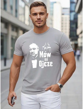 Pánské klasické bavlněné tričko s potiskem v šedé barvě FashionStreet NX5145R Pánské klasické bavlněné tričko s potiskem v šedé barvě FashionStreet NX5145R