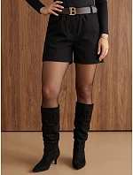 Elegantní dámské šortky s páskem, černé, FashionStreet SY0593