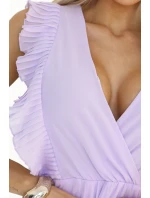 315-7 EMILY plisované šaty s volánky a výstřihem - barva CHRISTMAS