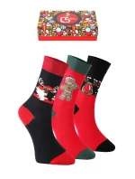 Unisex vánoční ponožky na dárek – sada 3 párů sob, sušenka a Mikuláš