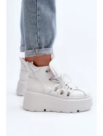 Zazoo 3416 Kožené Dámské Sportovní Boty Bílé