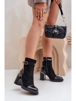 Dámské Boty Zateplené Na Podpatku Černé D&A MR880-085